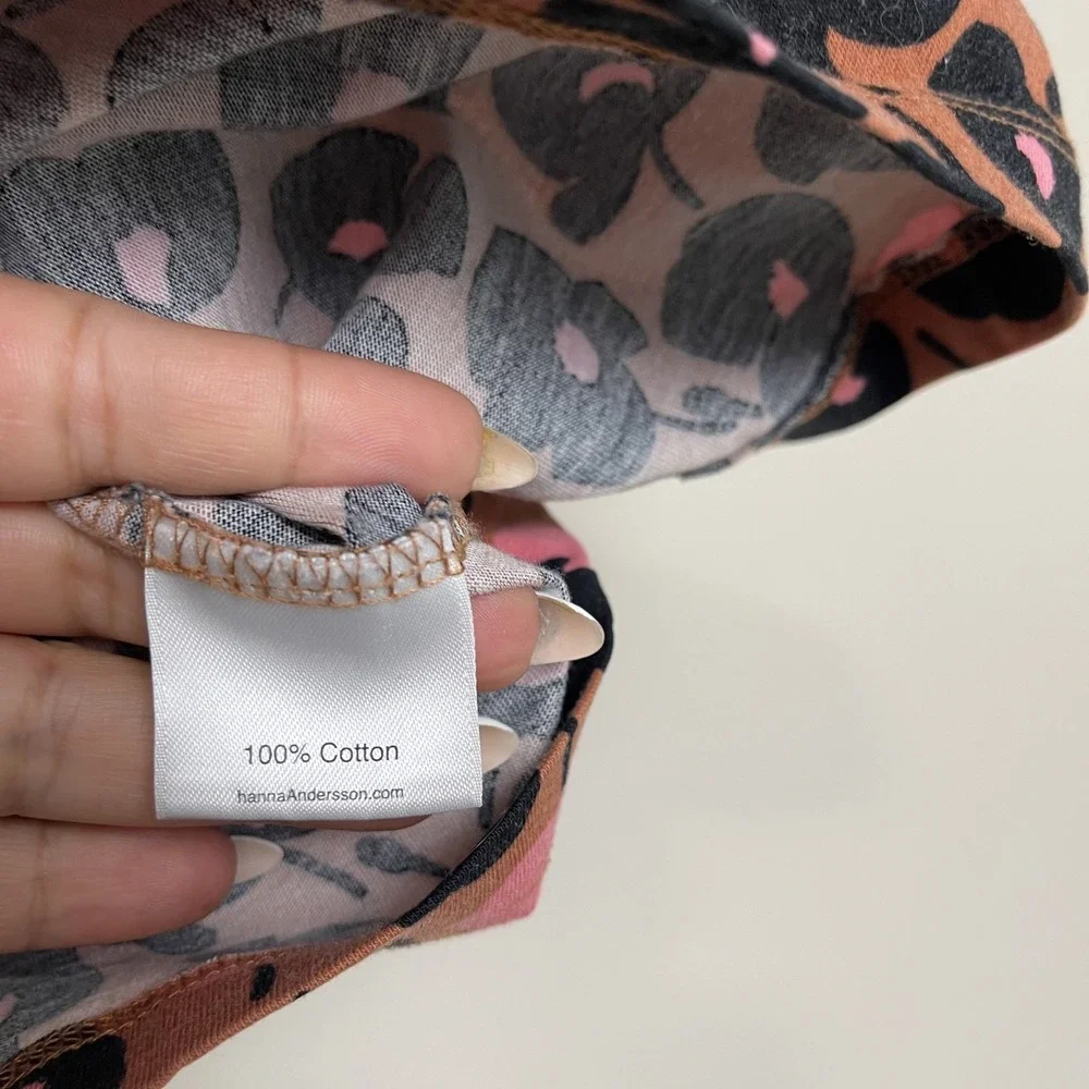 Hanna Andersson Girls Floral Leopard Cheetah Print Long Sleeve Cottagecore 4T